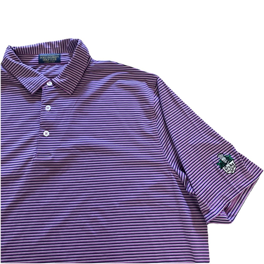 Men's Duke University Golf polo shirt XL pre-owned blue‎ stripe made in USA